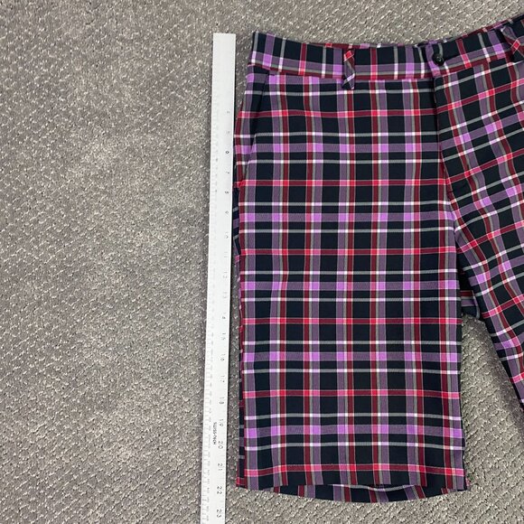 Adidas Shorts Men's 34 Purple Pink Golf Flat Front Plaid Check - Picture 11 of 13